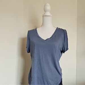Women's Blue V-Neck Top